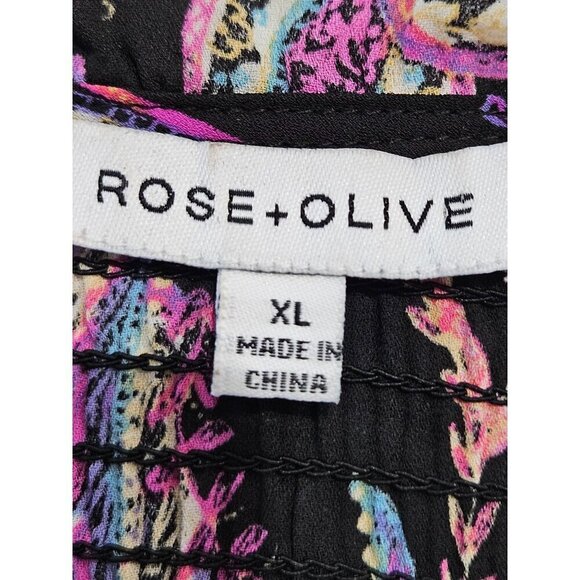 Rose + Olive Size XL Purple Paisley Blouse Top Long Sleeve Top Boho - Picture 11 of 11